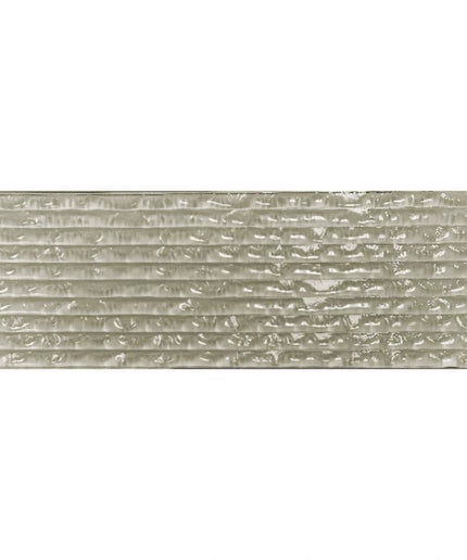 Rectangular textured glass tile in light gray, perfect for backsplash and bathroom decor.