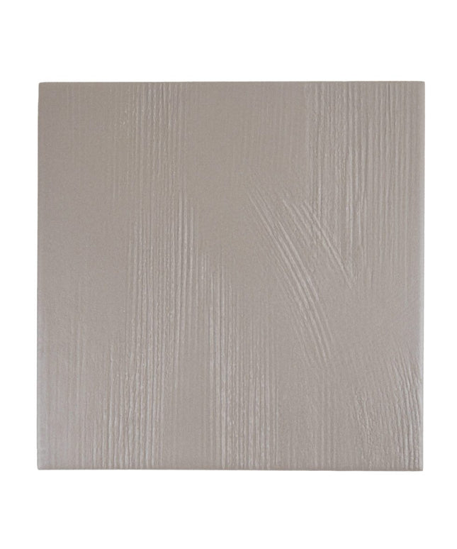 Matte light gray porcelain tile with subtle linear textured pattern, suitable for floors or walls