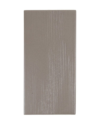 Rectangular taupe porcelain tile with subtle linear texture, ideal for backsplash or flooring