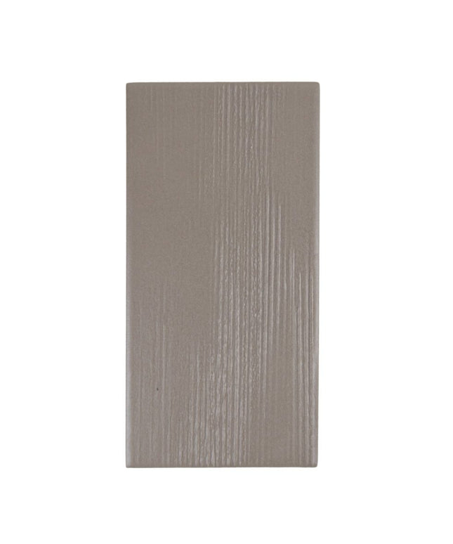 Rectangular taupe porcelain tile with subtle linear texture, ideal for backsplash or flooring