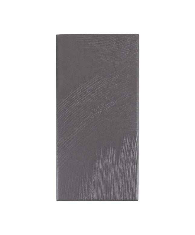 Rectangular midnight slate porcelain tile with textured brushstroke surface.