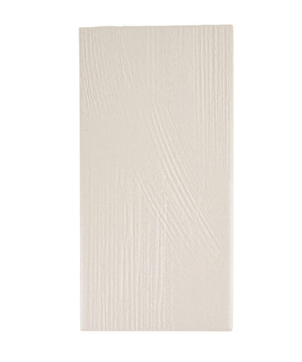 Textured rectangular porcelain tile in light beige with subtle plaster pattern, 3x7 inch