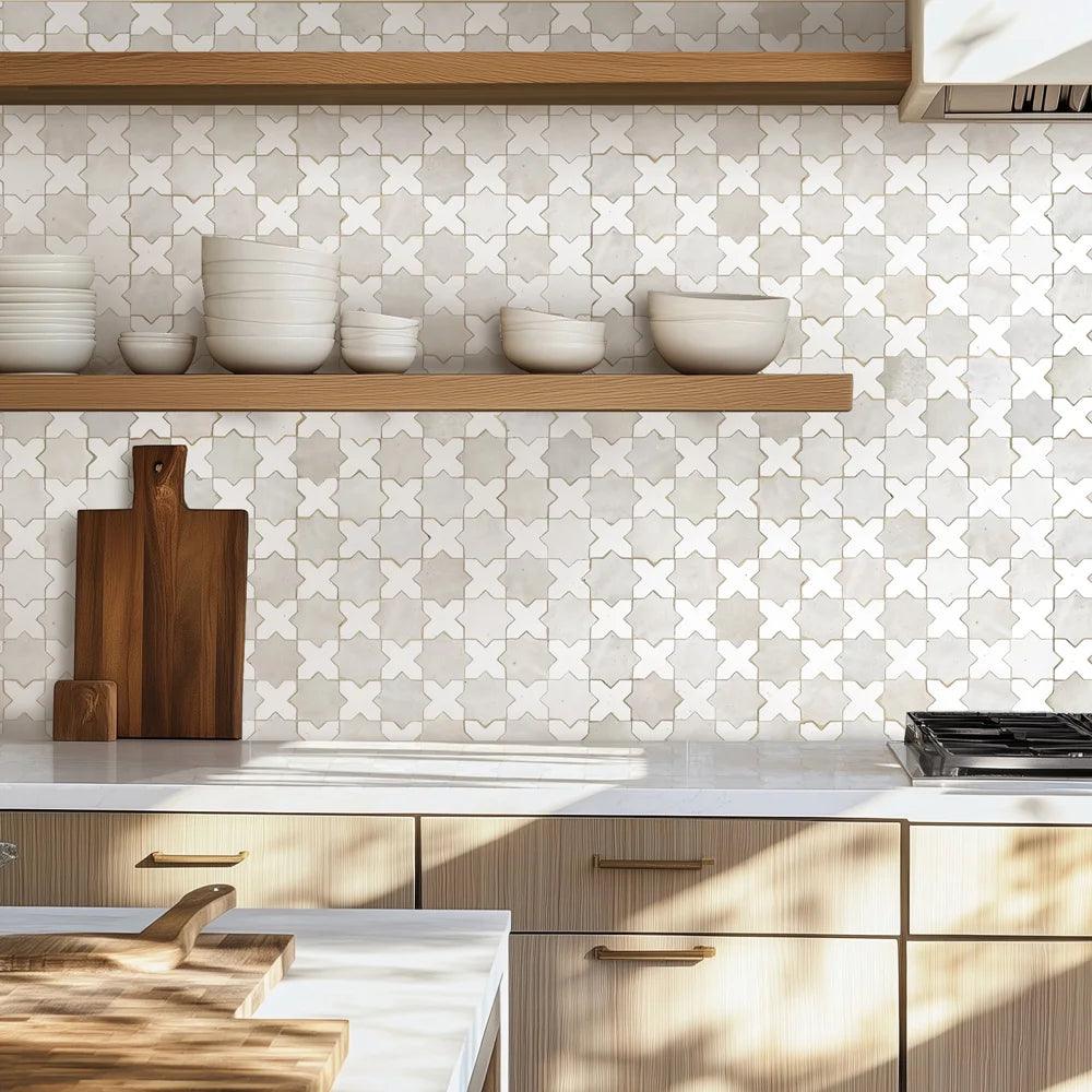 Zellige Classique Star & Cross Ceramic Tile 12x12 glossy Zellige Classique Star & Cross Ceramic Tile 12x12 glossy