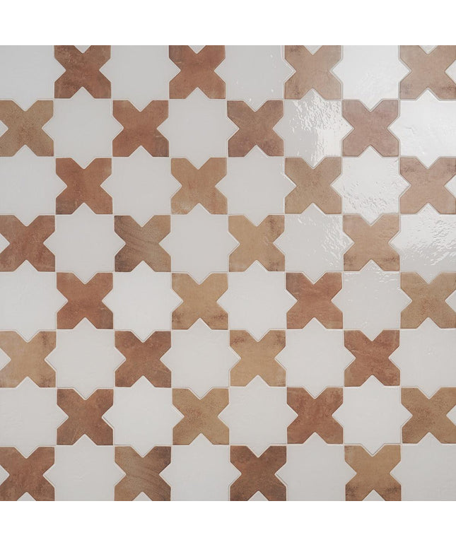 star and cross tile 6x6 white cotto