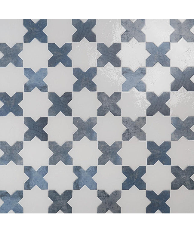 star and cross tile 6x6 white denim