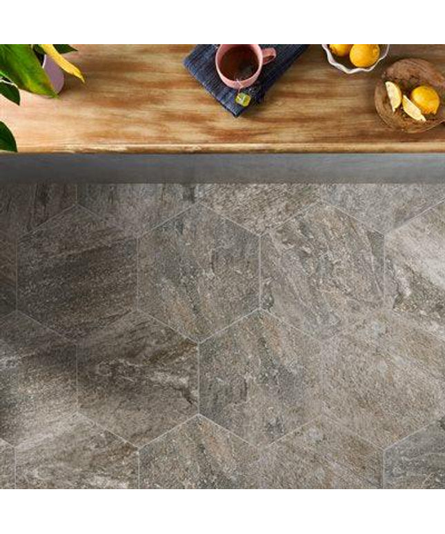 hexagon porcelain tile floor storm gray