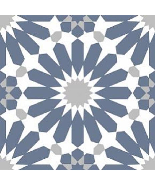 Geometric pattern with blue and gray shapes on a white background