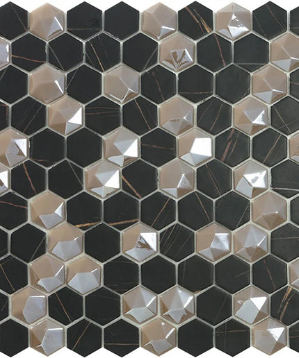 supreme hexagon glass mosaic 1x1 Supreme Marquina