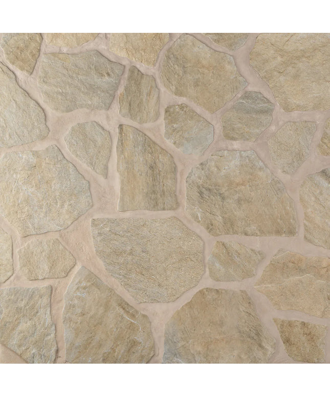 Close-up of a stone wall with irregularly shaped stones.