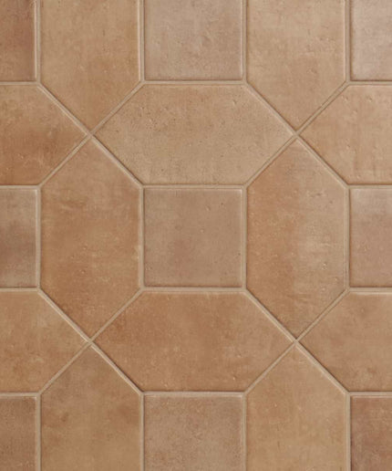 Hexagonal brown tiles arranged in a pattern
