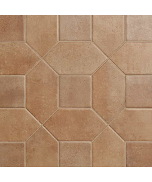Hexagonal brown tiles arranged in a pattern