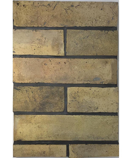 Terracotta yellow 3x12 subway tile with matte rustic finish and natural variation.