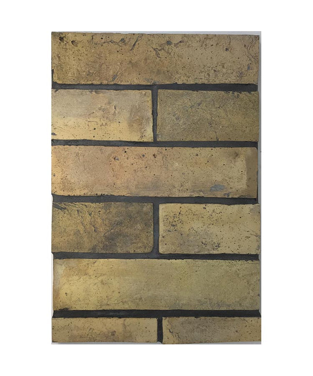 Terracotta yellow 3x12 subway tile with matte rustic finish and natural variation.