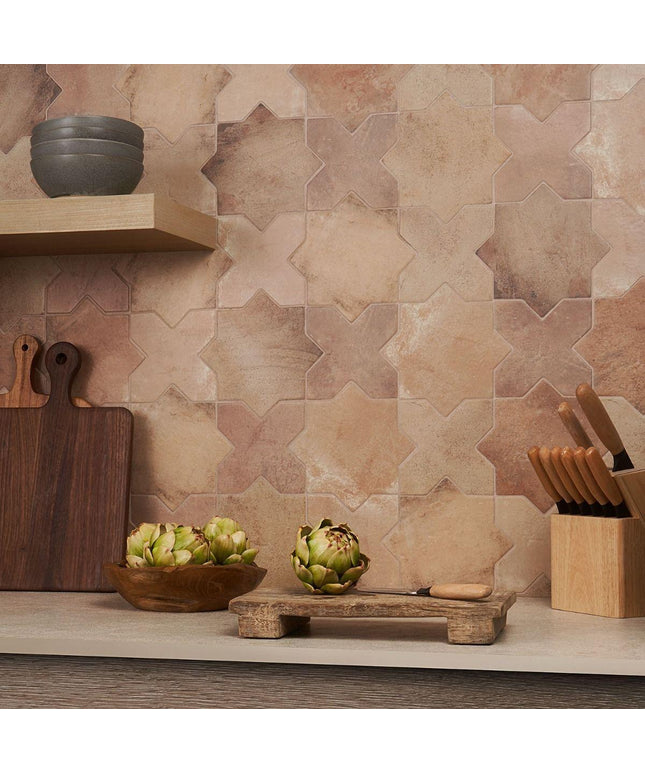 terracotta matte 6x6 star cross