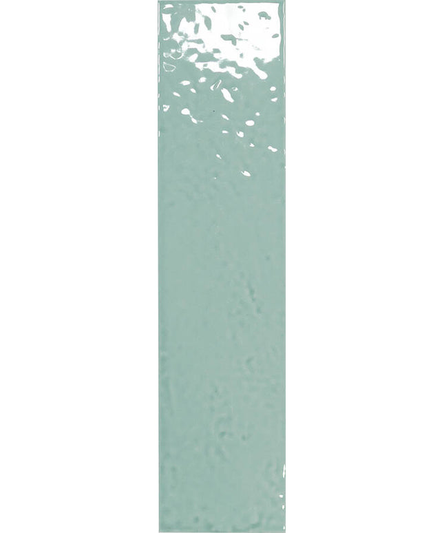 A vertical rectangular swatch showing a pale mint green color with a slightly textured, glossy finish.