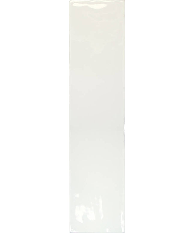 A plain white rectangular tile or panel with a glossy finish, shown against a matching white background.