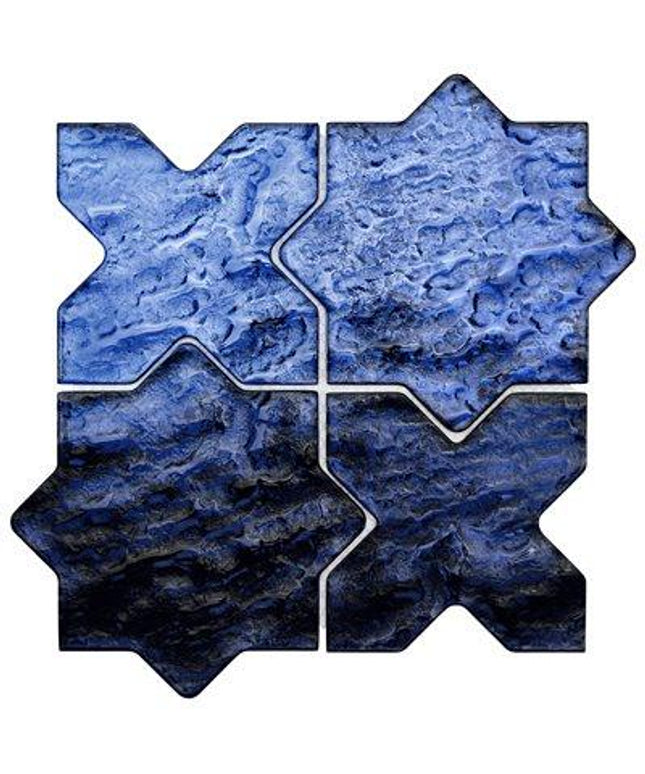 Star Cross Glass Tile 8x8 blue