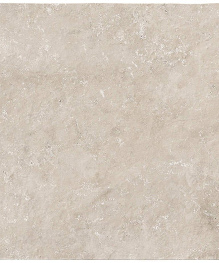 Beige Tuscan cross cut tile with subtle stone texture, 17x17 inch for floors or walls