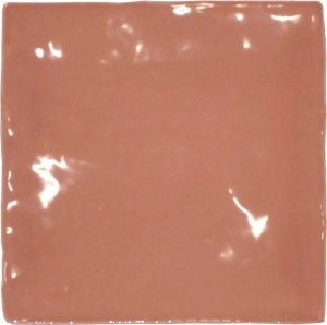 Glossy Tuscan red 5x5 ceramic tile for kitchen backsplash, bathroom, or floor design