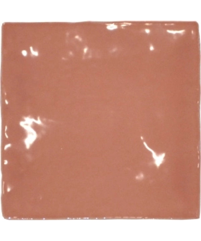 Glossy Tuscan red 5x5 ceramic tile for kitchen backsplash, bathroom, or floor design