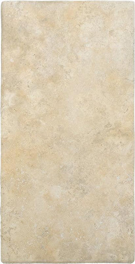 Beige rectangular tile with subtle textured stone pattern, ideal for kitchen backsplash or bathroom decor.