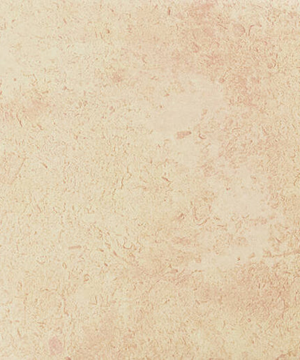 A square sample of textured stone tile in a warm beige and light pinkish-tan color with subtle mottled variations.