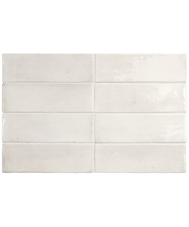 White ceramic tiles arranged in a grid pattern on a white background