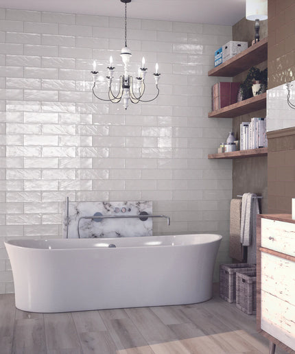 white wall tile bathroom subway 4x12