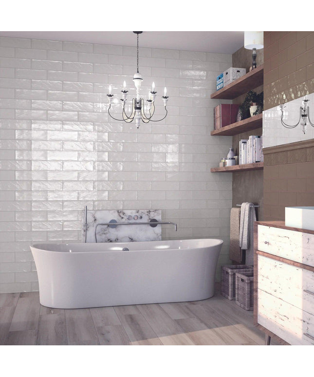 white wall tile bathroom subway 4x12