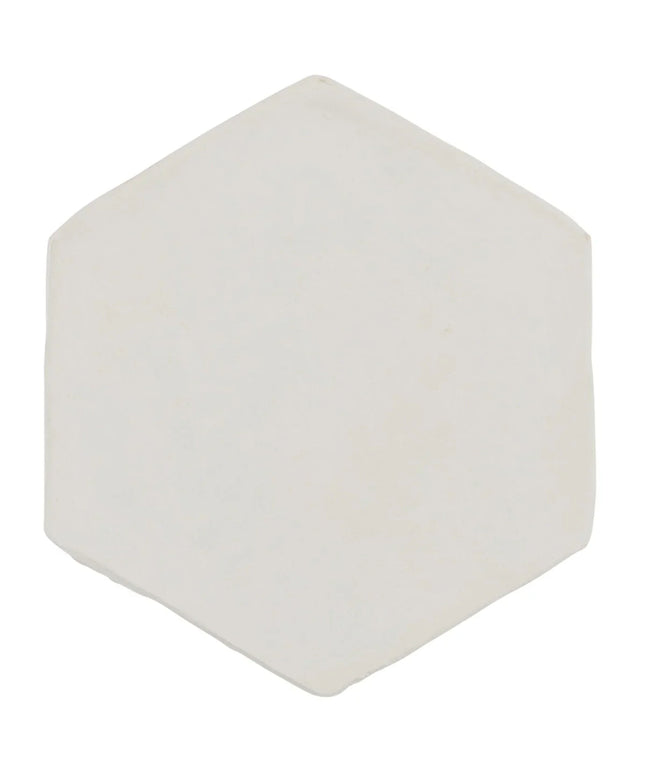 Hexagonal white tile on a white background