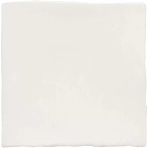 White matte 5x5 ceramic tile with subtle texture, ideal for backsplash or bathroom walls