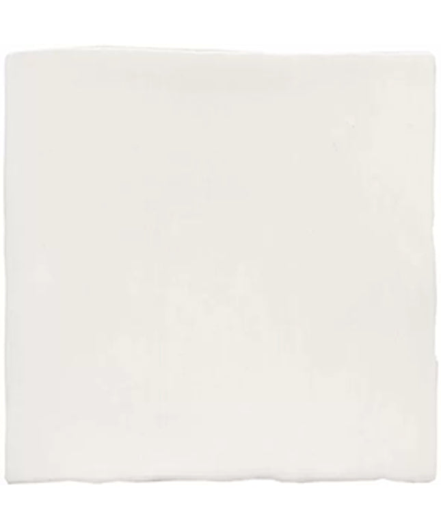 White matte 5x5 ceramic tile with subtle texture, ideal for backsplash or bathroom walls