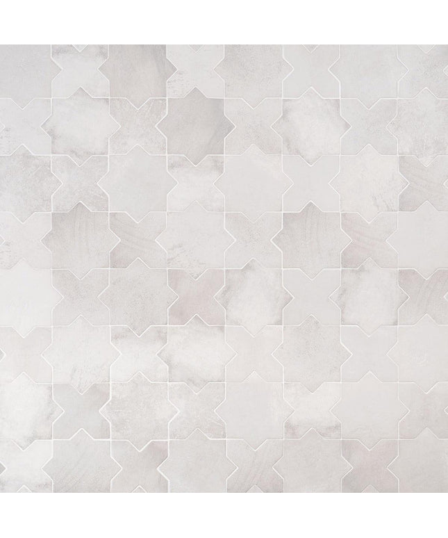 white matte 6x6 star cross tiles