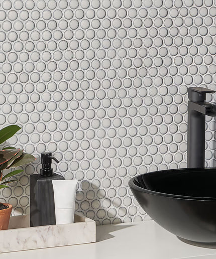 white-polished-penny-round-denim-mosaic-tile-walls