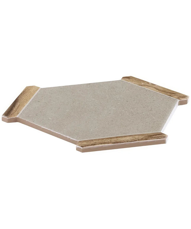 Hexagonal pet ramp with wooden edges on a white background